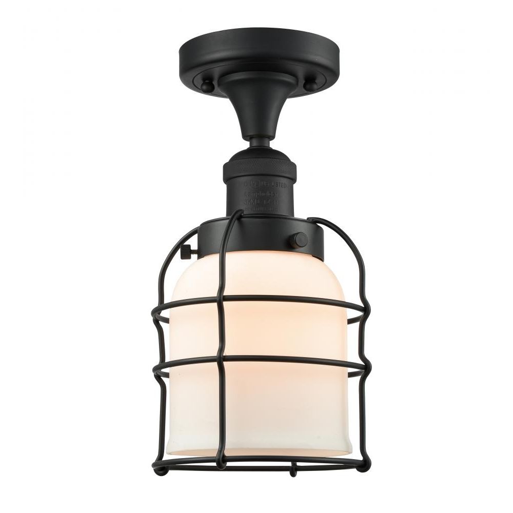 Innovations 517-1CH-BAB-G51-CE Small Bell Cage 1 Light Semi-Flush Mount in Black Antique Brass
