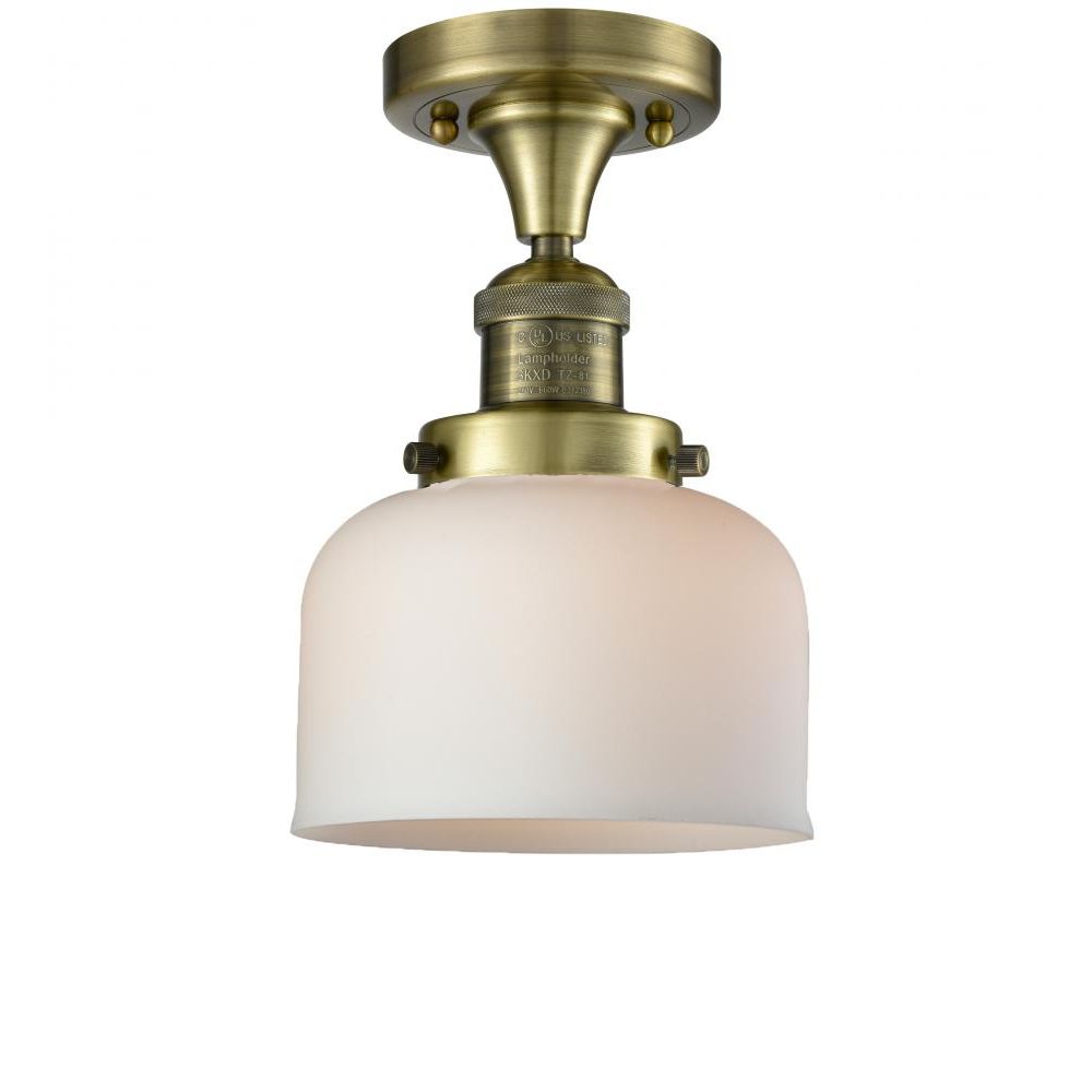 Innovations 517-1CH-BAB-G71-CE Large Bell Cage 1 Light Semi-Flush Mount in Black Antique Brass