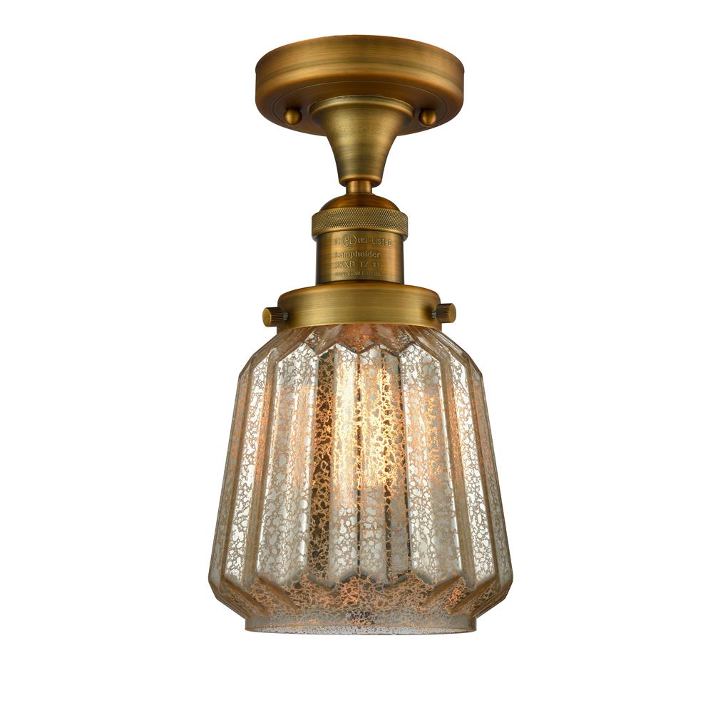 Innovations 517-1CH-BB-G146-LED 1 Light Vintage Dimmable LED Chatham 6 inch Semi-Flush Mount in Brushed Brass