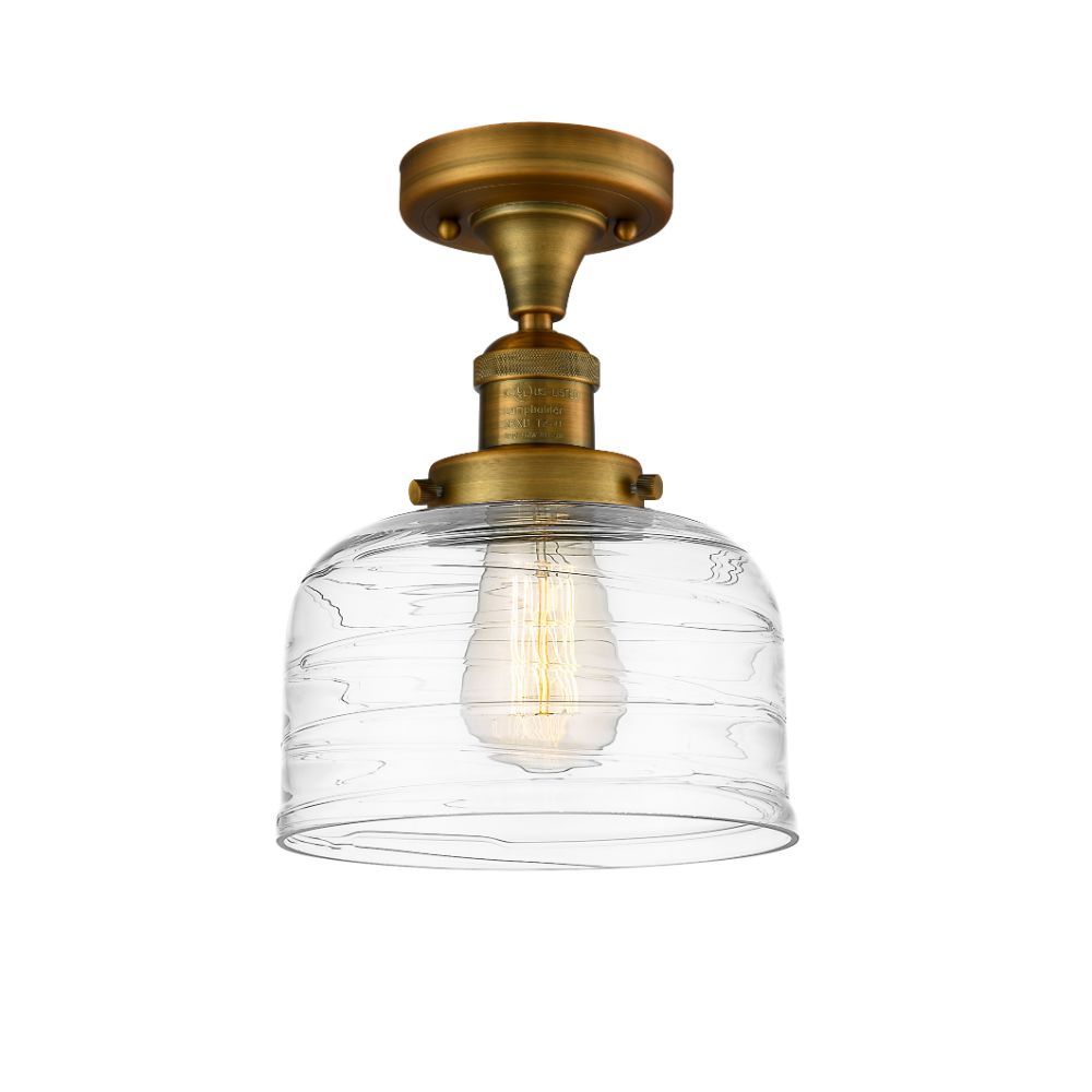 Innovations 517-1CH-BB-G713 Large Bell 1 Light Semi-Flush Mount in Brushed Brass