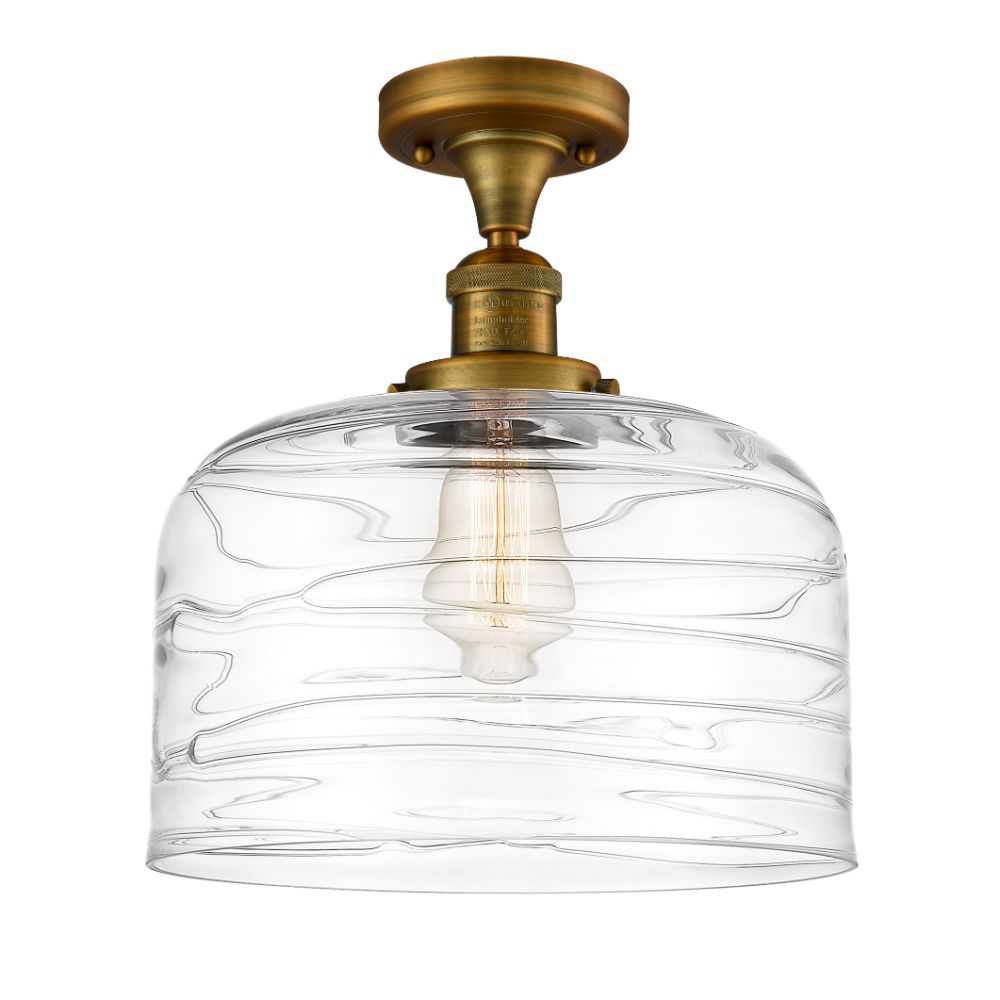 Innovations 517-1CH-BB-G713-L X-Large Bell 1 Light Semi-Flush Mount in Brushed Brass