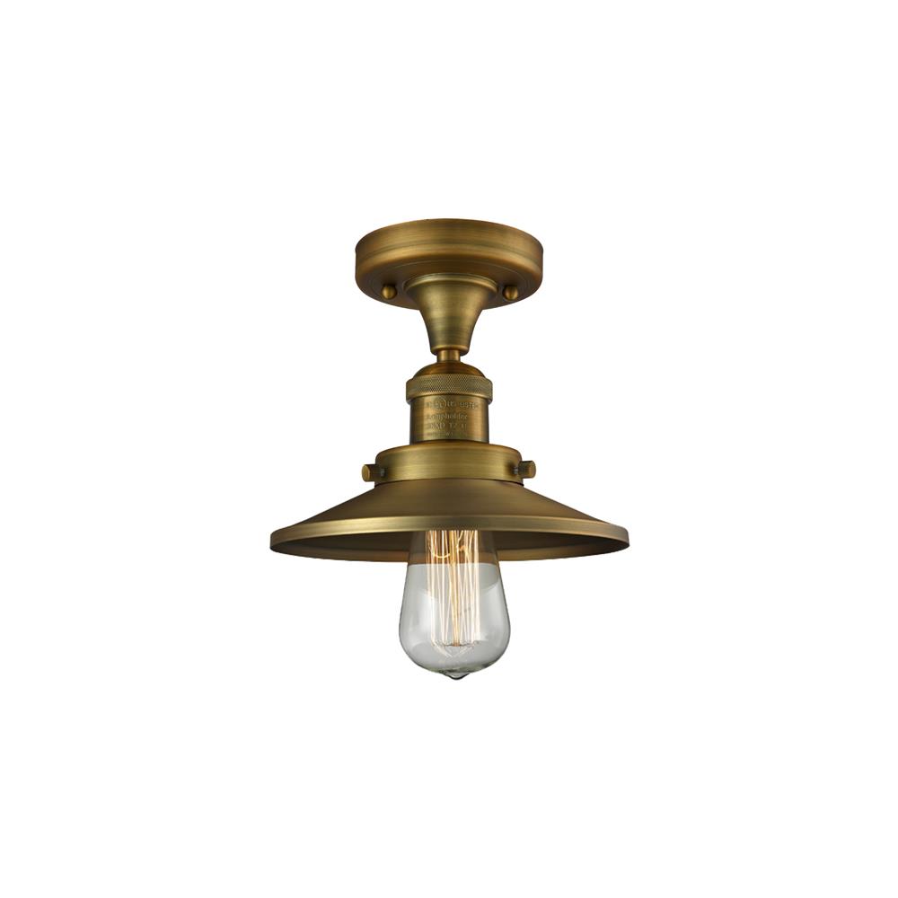 Innovations 517-1CH-BB-M4-LED 1 Light Vintage Dimmable LED Railroad 7 inch Semi-Flush Mount in Brushed Brass
