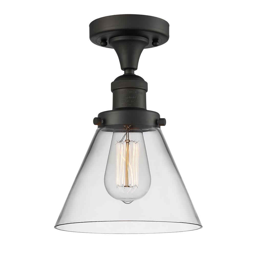 Innovations 517-1CH-OB-G42-LED 1 Light Vintage Dimmable LED Large Cone 8 inch Semi-Flush Mount in Oil Rubbed Bronze