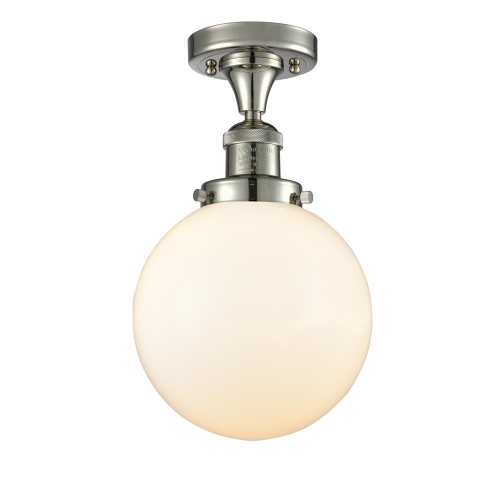 Innovations 517-1CH-PN-G201-8-LED 1 Light Vintage Dimmable LED Beacon 8 inch Semi-Flush Mount in Polished Nickel