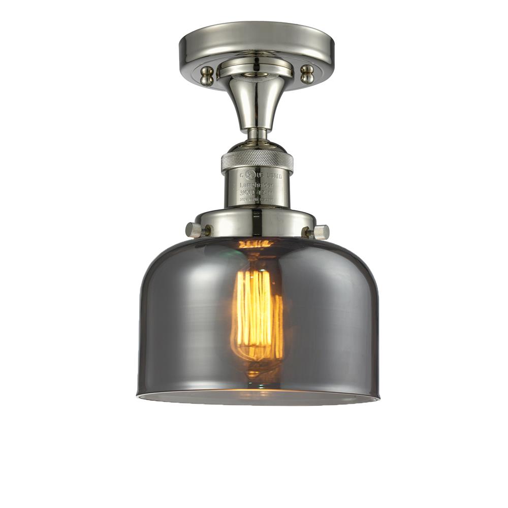 Innovations 517-1CH-PN-G73-LED 1 Light Vintage Dimmable LED Large Bell 8 inch Semi-Flush Mount in Polished Nickel