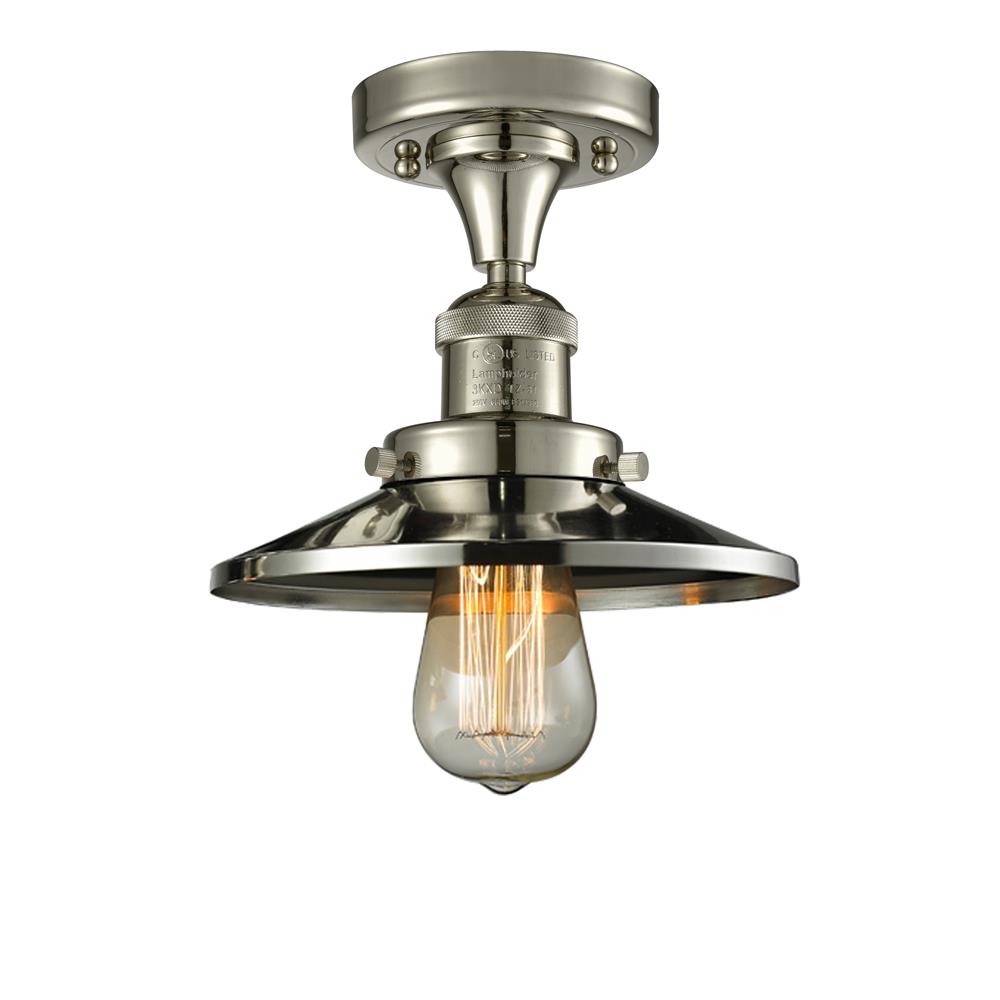 Innovations 517-1CH-PN-M1-LED 1 Light Vintage Dimmable LED Railroad 7 inch Semi-Flush Mount in Polished Nickel