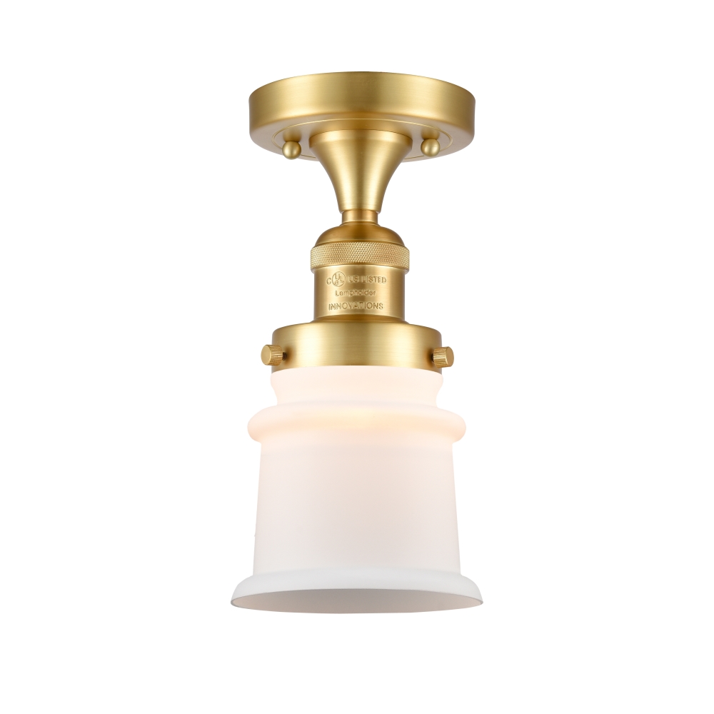 Innovations 517-1CH-SG-G181S Small Canton 1 Light Semi-Flush Mount part of the Franklin Restoration Collection in Satin Gold