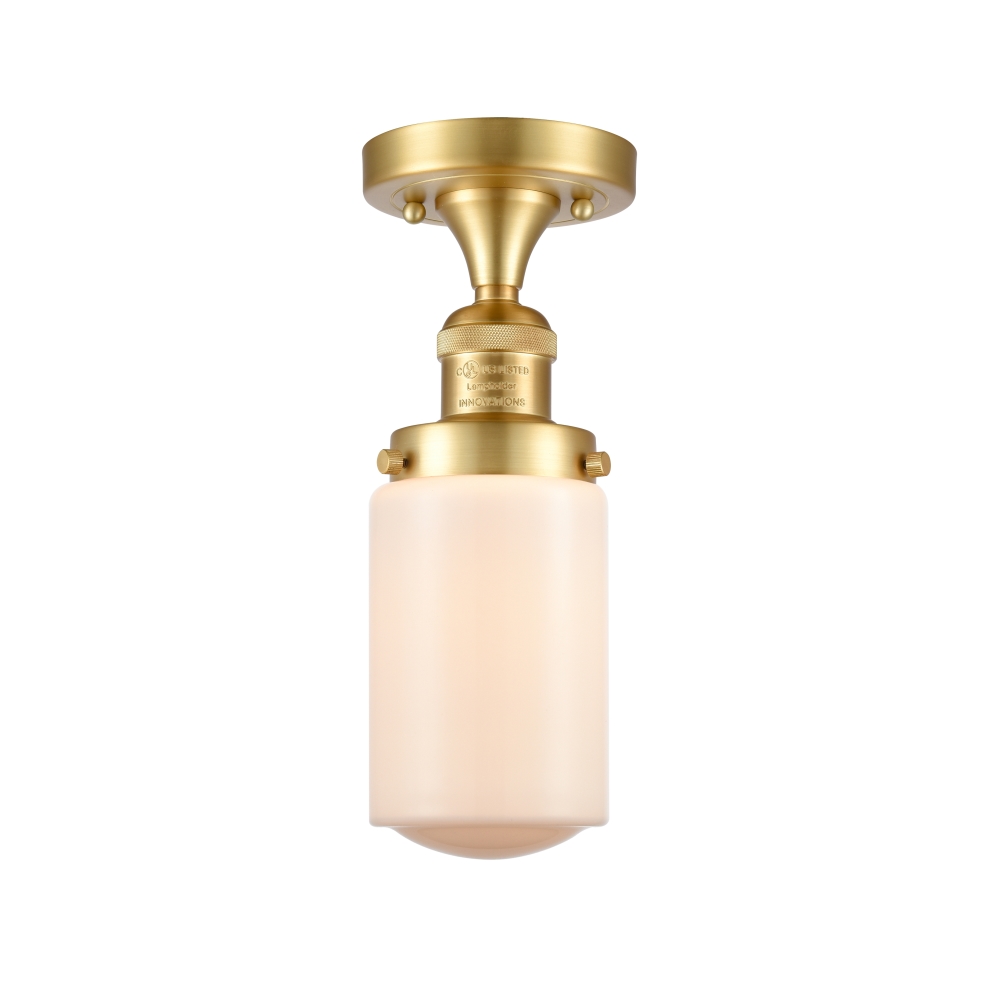 Innovations 517-1CH-SG-G311 Dover 1 Light Semi-Flush Mount part of the Franklin Restoration Collection in Satin Gold