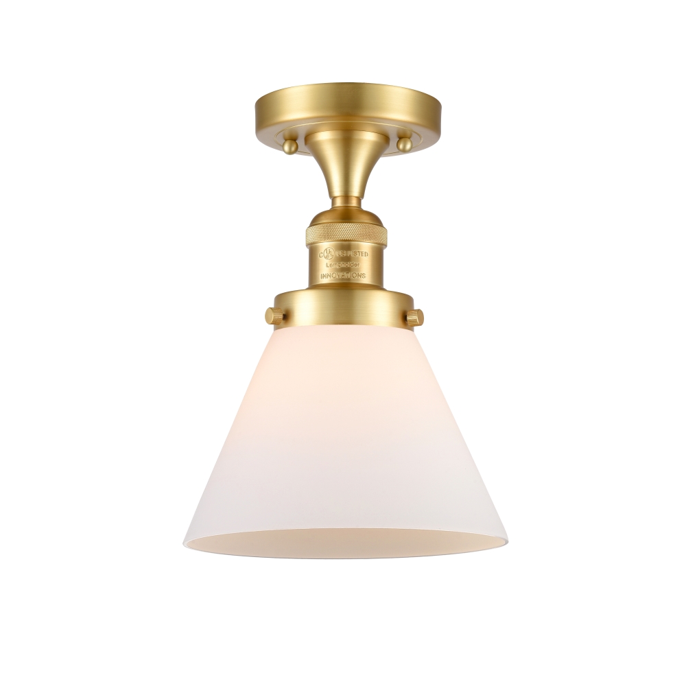 Innovations 517-1CH-SG-G41 Large Cone 1 Light Semi-Flush Mount part of the Franklin Restoration Collection in Satin Gold