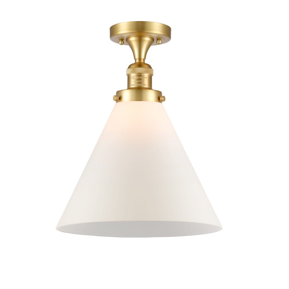 Innovations 517-1CH-SG-G41-L X-Large Cone 1 Light Semi-Flush Mount part of the Franklin Restoration Collection in Satin Gold