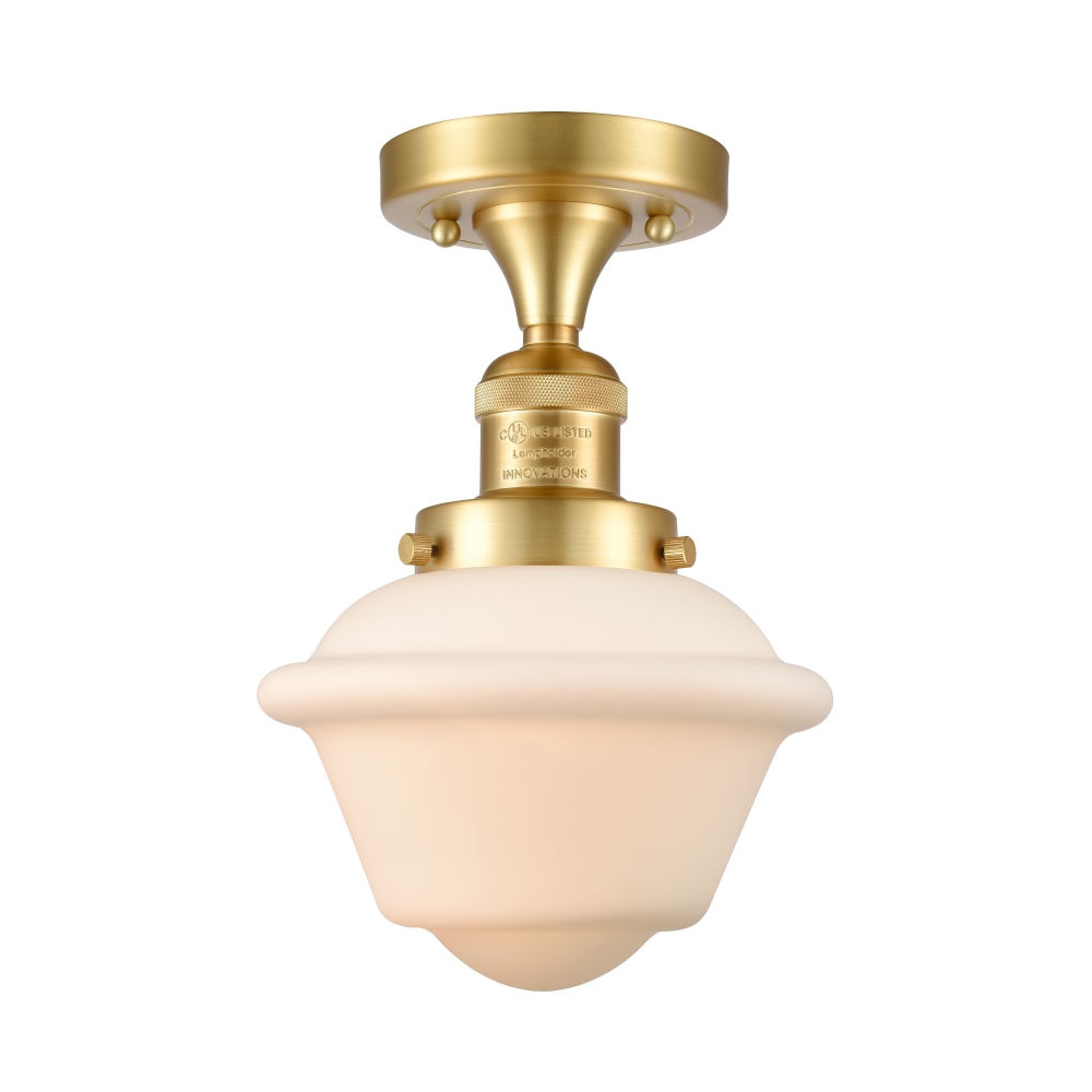 Innovations 517-1CH-SG-G531 Small Oxford 1 Light Semi-Flush Mount part of the Franklin Restoration Collection in Satin Gold