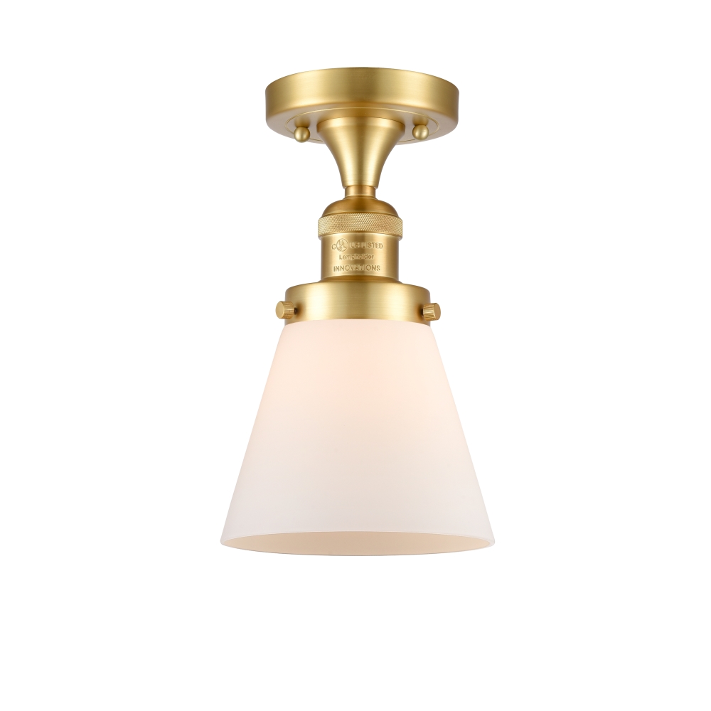 Innovations 517-1CH-SG-G61 Small Cone 1 Light Semi-Flush Mount part of the Franklin Restoration Collection in Satin Gold