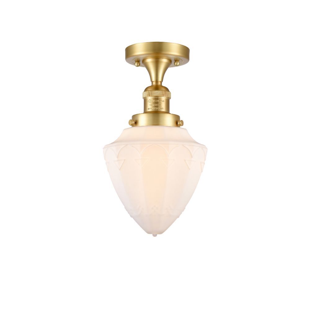 Innovations 517-1CH-SG-G661-12 Bullet Large 1 Light Semi Flush Mount part of the Franklin Restoration Collection in Satin Gold
