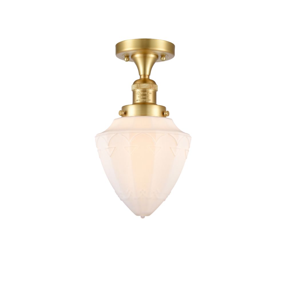 Innovations 517-1CH-SG-G661-7 Bullet Small 1 Light Semi Flush Mount part of the Franklin Restoration Collection in Satin Gold