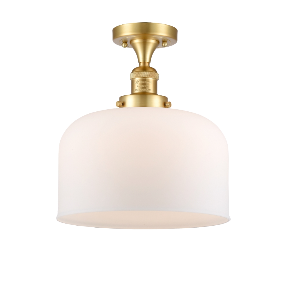 Innovations 517-1CH-SG-G71-L X-Large Bell 1 Light Semi-Flush Mount part of the Franklin Restoration Collection in Satin Gold