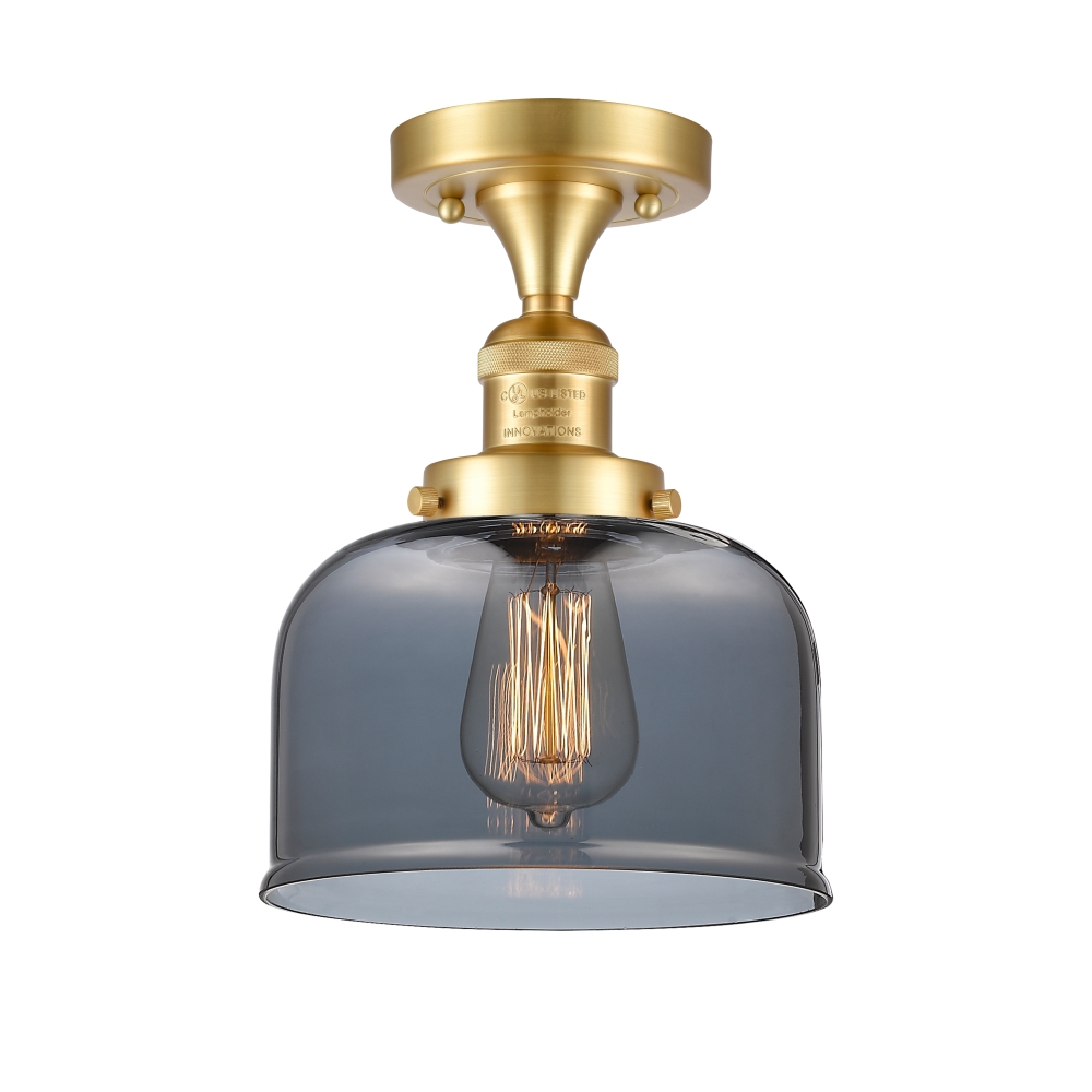 Innovations 517-1CH-SG-G73-LED Large Bell 1 Light Semi-Flush Mount part of the Franklin Restoration Collection in Satin Gold