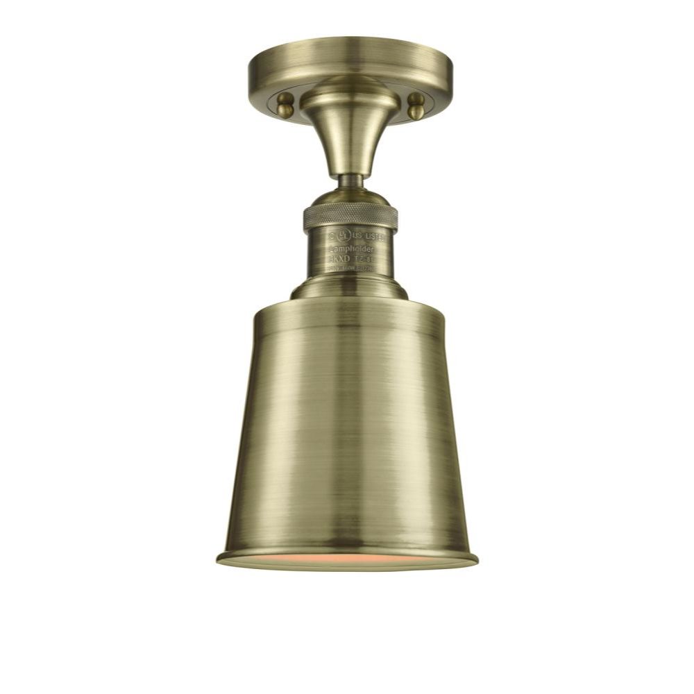 Innovations 517-1CH-SG-M9-SG Addison 1 Light Semi-Flush Mount in Satin Gold with Satin Gold Addison Cone Metal Shade