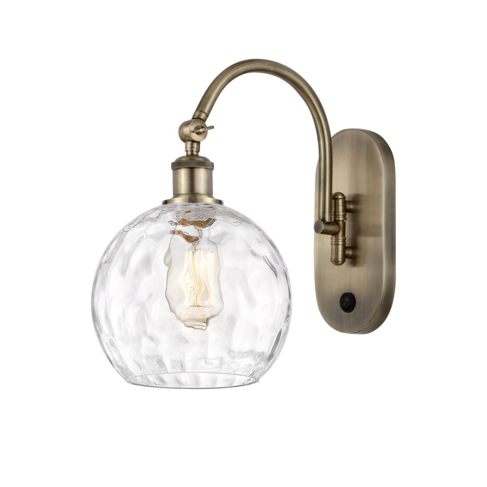 Innovations 518-1W-AB-G1215-8-LED Athens Water Glass 1 Light 8 inch Sconce in Antique Brass