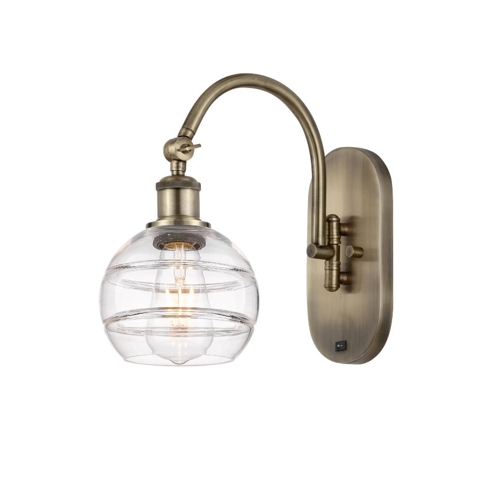 Innovations Lighting 518-1W-AB-G556-6CL Ballston - Rochester - 1 Light 6" Sconce - Arm Swivels Side to Side - Antique Brass Finish - Clear Shade