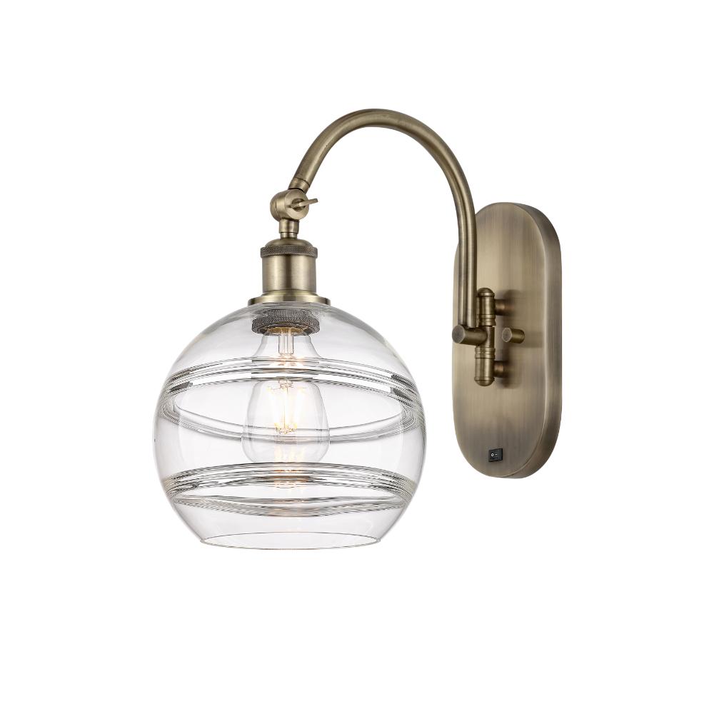 Innovations Lighting 518-1W-AB-G556-8CL Ballston - Rochester - 1 Light 8" Sconce - Arm Swivels Side to Side - Antique Brass Finish - Clear Shade