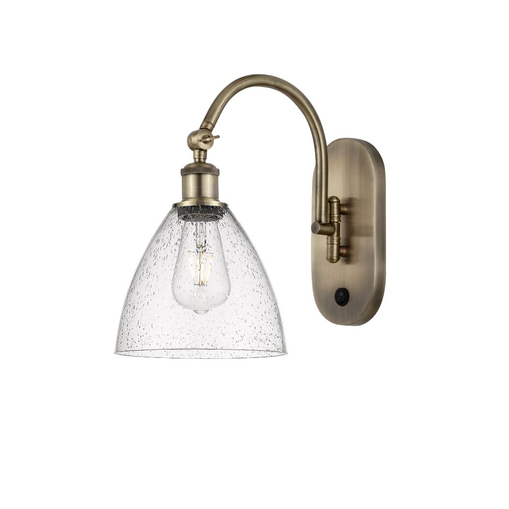 Innovations 518-1W-AB-GBD-754-LED Bristol Glass Ballston Dome 1 Light 8 inch Sconce in Antique Brass