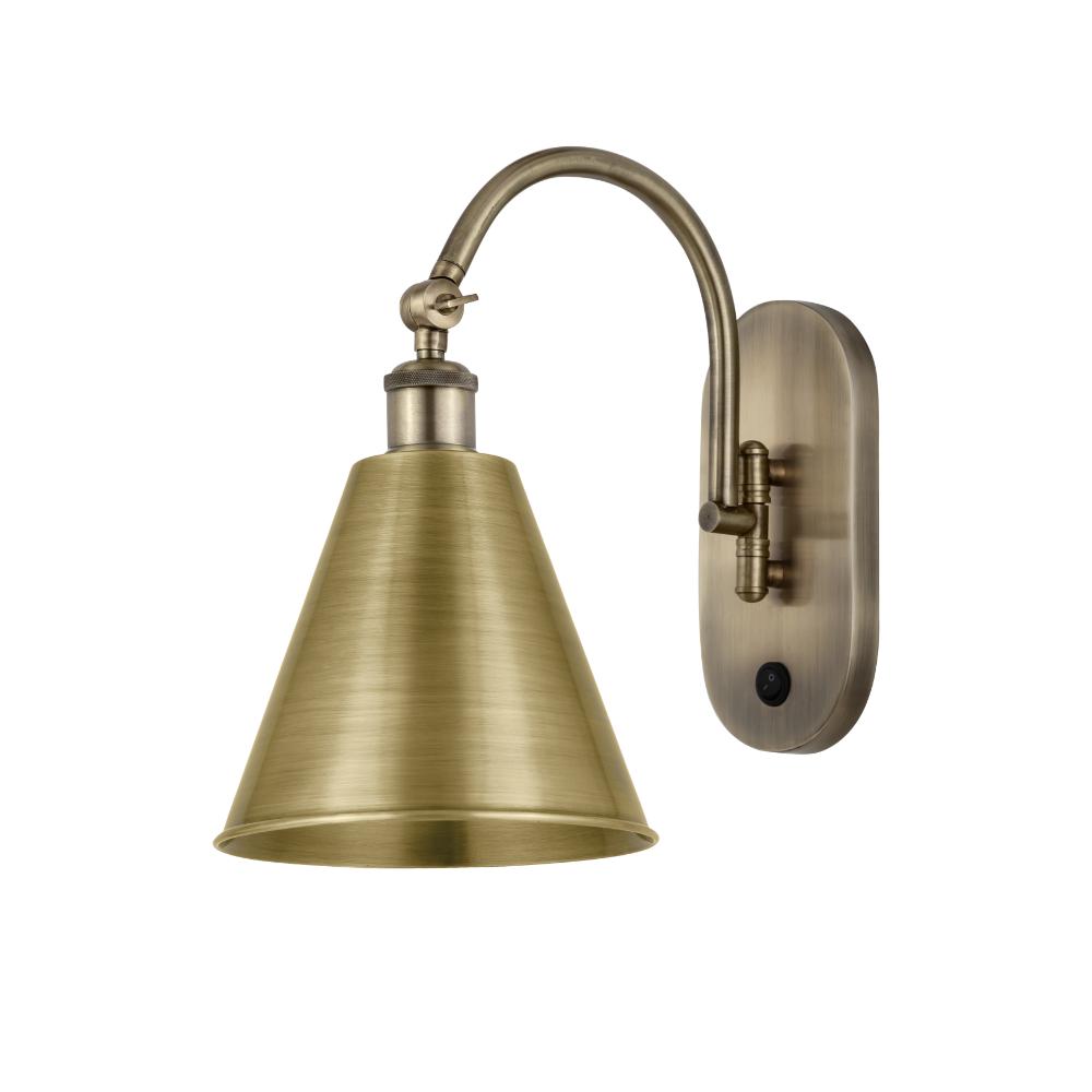 Innovations 518-1W-AB-MBC-8-AB Ballston Cone 1 Light 8 inch Sconce in Antique Brass with Antique Brass Ballston Cone Metal Shade
