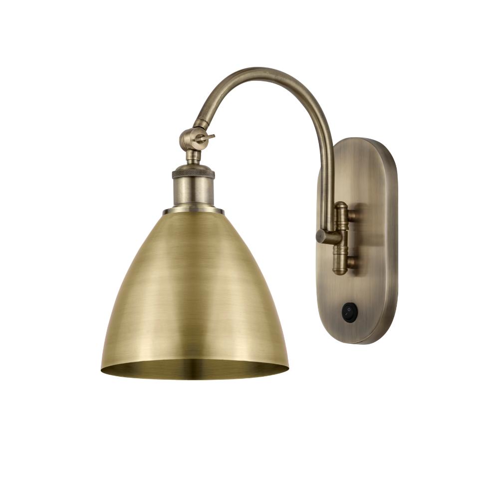 Innovations 518-1W-AB-MBD-75-AB Metal Bristol Ballston Dome 1 Light 7.5 inch Sconce in Antique Brass with Antique Brass Ballston Dome Metal Shade