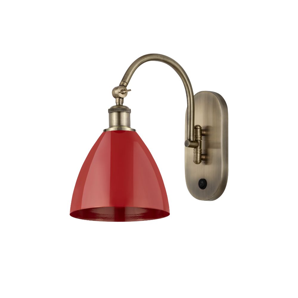 Innovations 518-1W-AB-MBD-75-BL-LED Plymouth Dome 1 Light 7.5 inch Sconce in Antique Brass with Blue Plymouth Dome Metal Shade