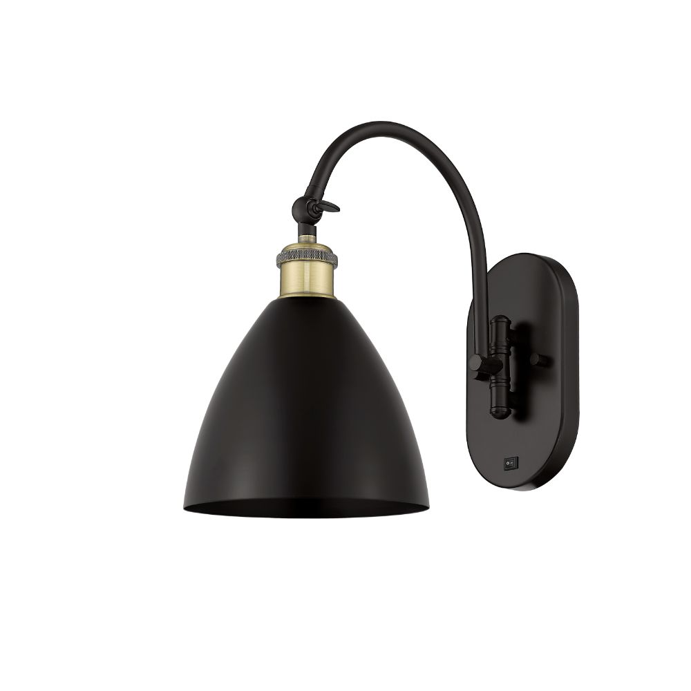 Innovations 518-1W-BAB-MBD-75-BK-LED Ballston Dome Sconce in Black Antique Brass