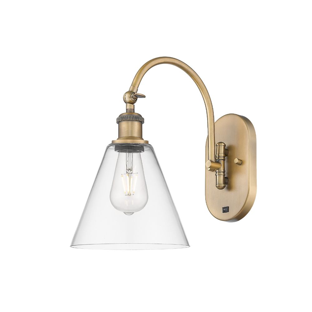 Innovations 518-1W-BB-GBC-82-LED Ballston Cone Sconce in Brushed Brass