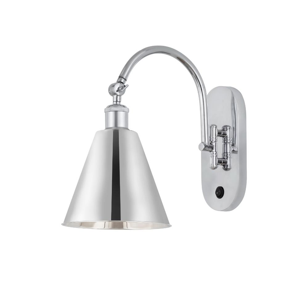 Innovations 518-1W-PC-MBC-8-PC Ballston Cone 1 Light 8 inch Sconce in Polished Chrome with Polished Chrome Ballston Cone Metal Shade