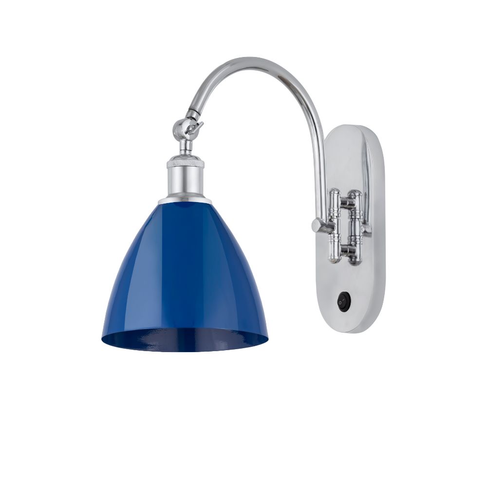 Innovations 518-1W-PC-MBD-75-BL Plymouth Dome 1 Light 7.5 inch Sconce in Polished Chrome with Blue Plymouth Dome Metal Shade