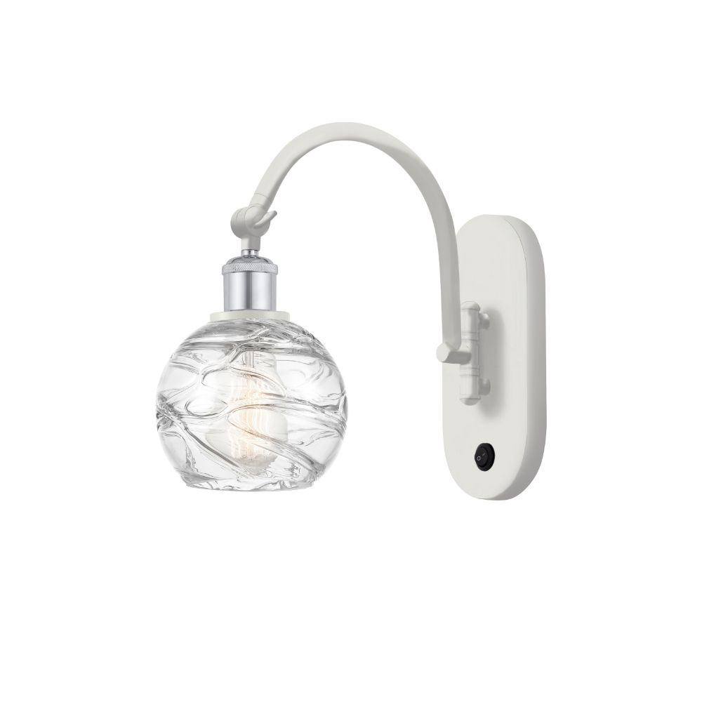 Innovations 518-1W-WPC-G1213-6-LED Athens Deco Swirl 1 Light 6 inch Sconce in White and Polished Chrome