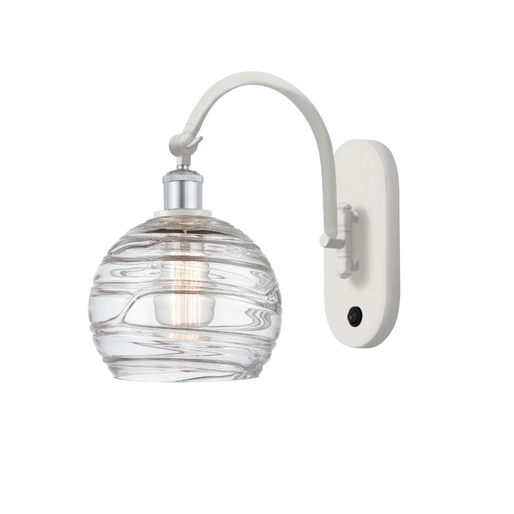 Innovations 518-1W-WPC-G1213-8-LED Athens Deco Swirl 1 Light 8 inch Sconce in White and Polished Chrome