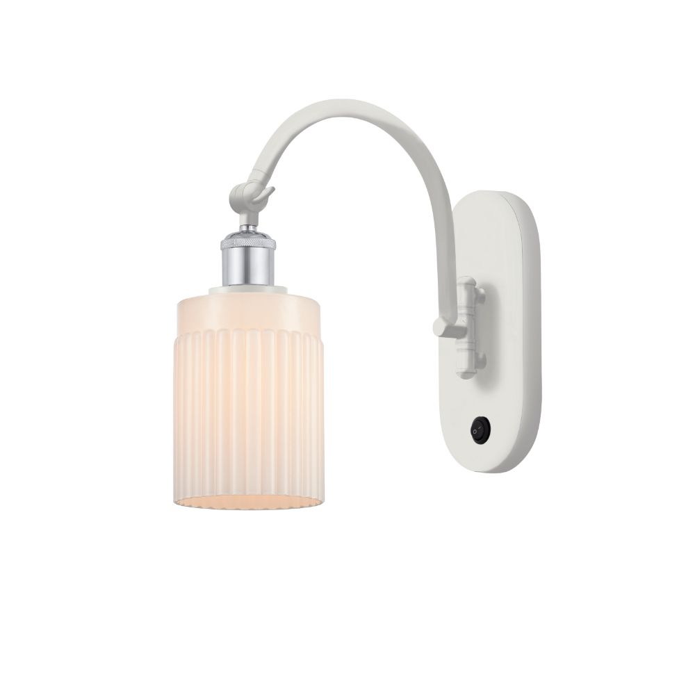Innovations 518-1W-WPC-G341-LED Hadley 1 Light 5.3 inch Sconce in White and Polished Chrome