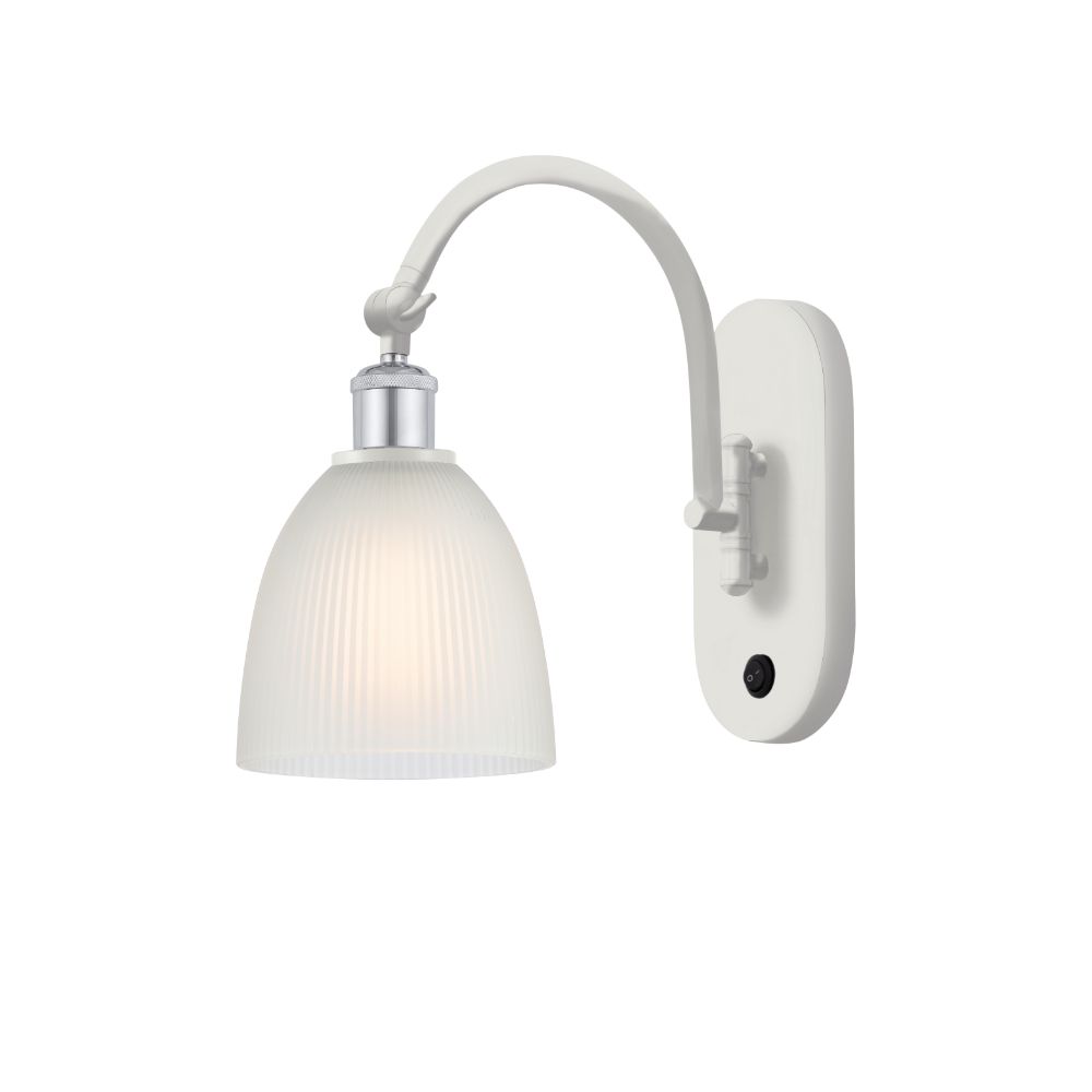 Innovations 518-1W-WPC-G381-LED Castile 1 Light 6 inch Sconce in White and Polished Chrome