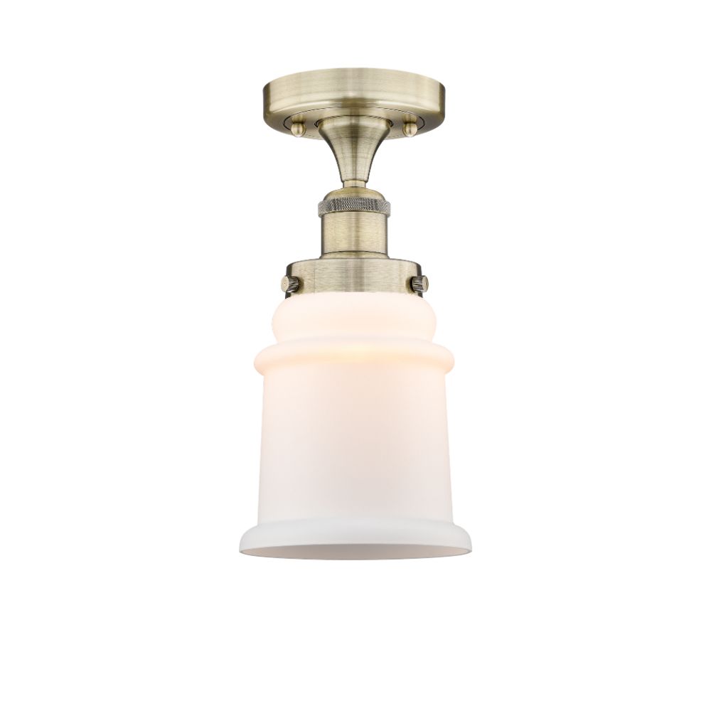 Innovations 616-1F-AB-G181 Canton - 1 Light 6" Semi-Flush Mount - Antique Brass Finish - Matte White Glass Shade