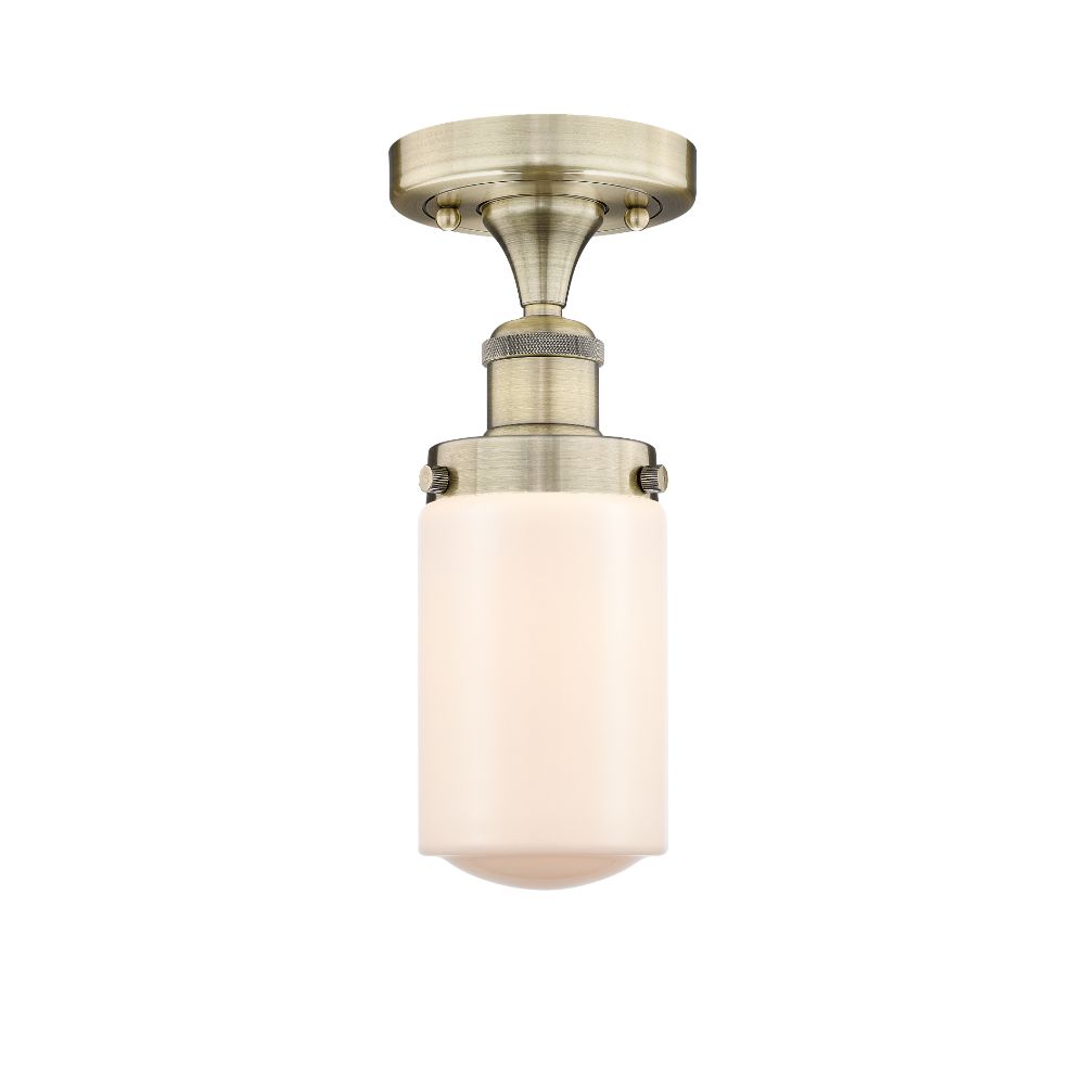 Innovations 616-1F-AB-G311 Dover - 1 Light 7" Semi-Flush Mount - Antique Brass Finish - Matte White Glass Shade