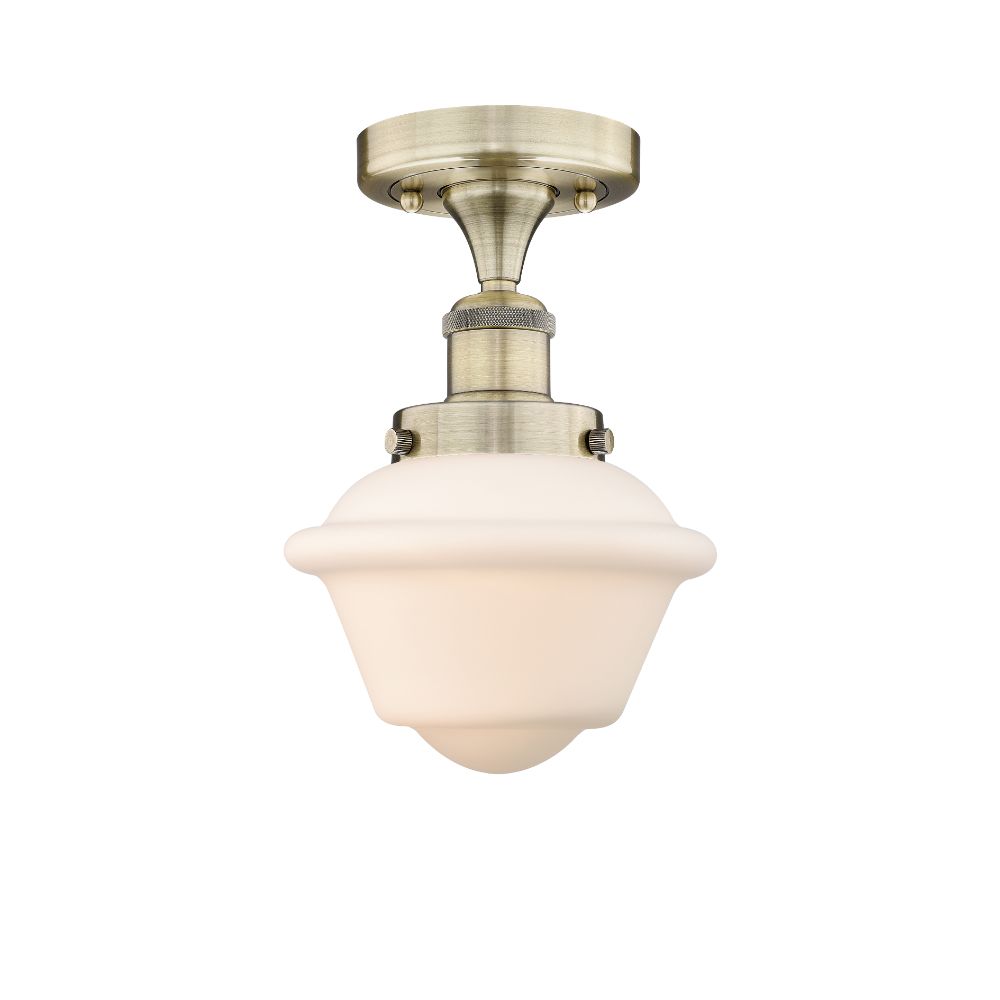 Innovations 616-1F-AB-G531 Oxford - 1 Light 7" Semi-Flush Mount - Antique Brass Finish - Matte White Glass Shade