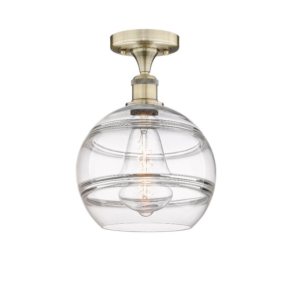 Innovations 616-1F-AB-G556-10CL Edison - Rochester - 1 Light 10" Semi-Flush Mount - Antique Brass Finish - Clear Shade