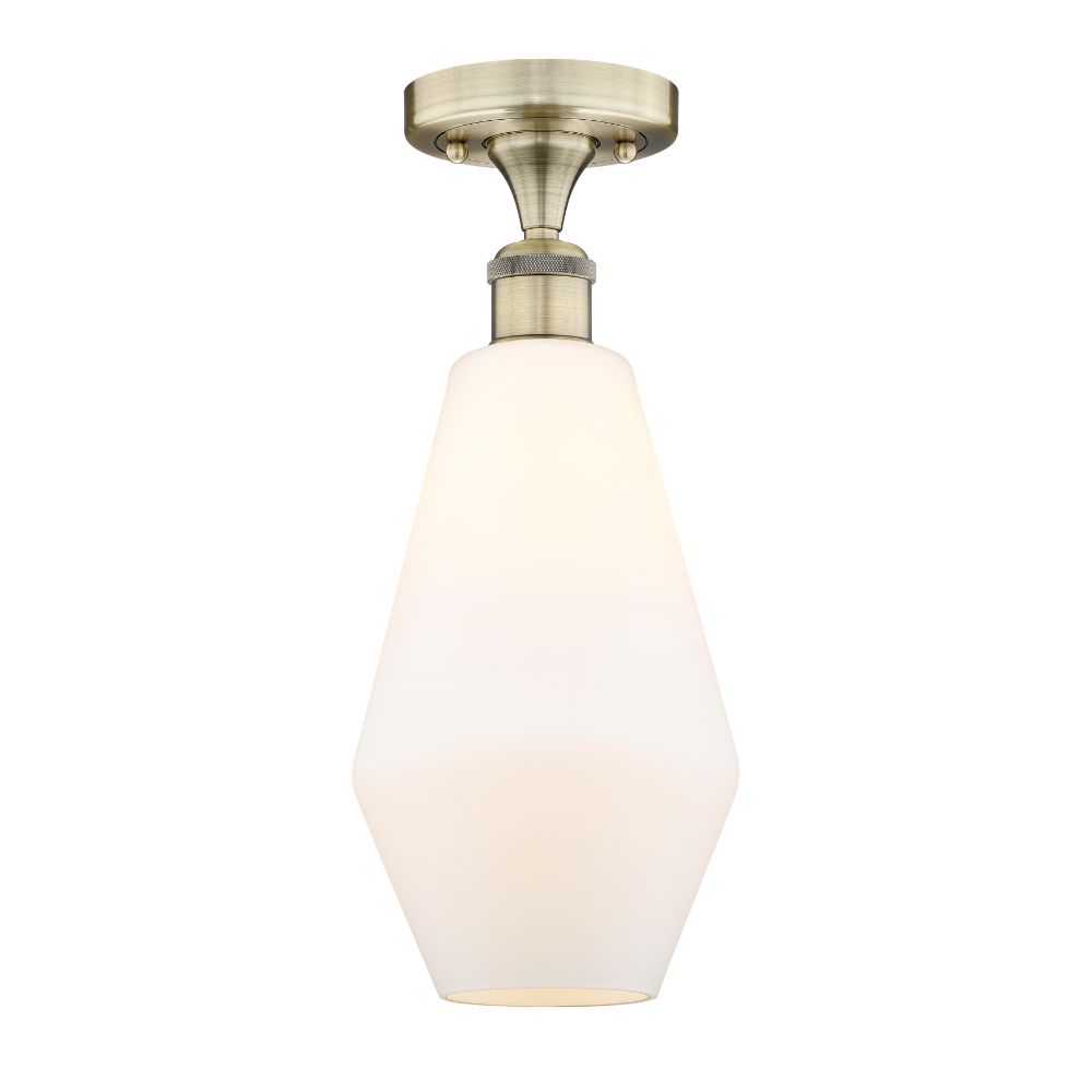 Innovations 616-1F-AB-G651-7 Cindyrella - 1 Light 7" Semi-Flush Mount - Antique Brass Finish - Cased Matte White Glass Shade