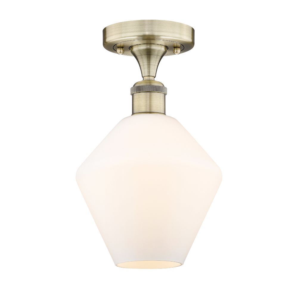 Innovations 616-1F-AB-G651-8 Cindyrella - 1 Light 8" Semi-Flush Mount - Antique Brass Finish - Cased Matte White Glass Shade