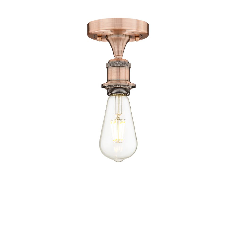 Innovations 616-1F-AC Bare Bulb - 1 Light 2" Semi-Flush Mount - Antique Copper Finish