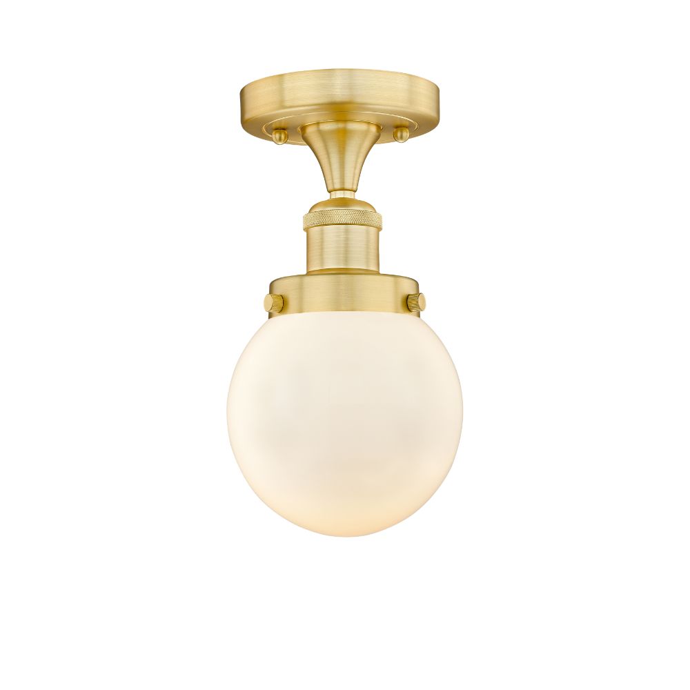 Innovations 616-1F-SG-G201-6 Beacon - 1 Light 6" Semi-Flush Mount - Satin Gold Finish - Matte White Glass Shade
