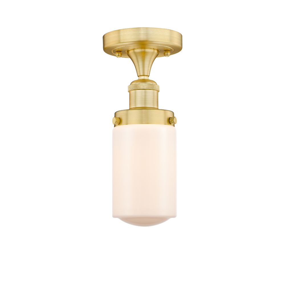 Innovations 616-1F-SG-G311 Dover - 1 Light 7" Semi-Flush Mount - Satin Gold Finish - Matte White Glass Shade