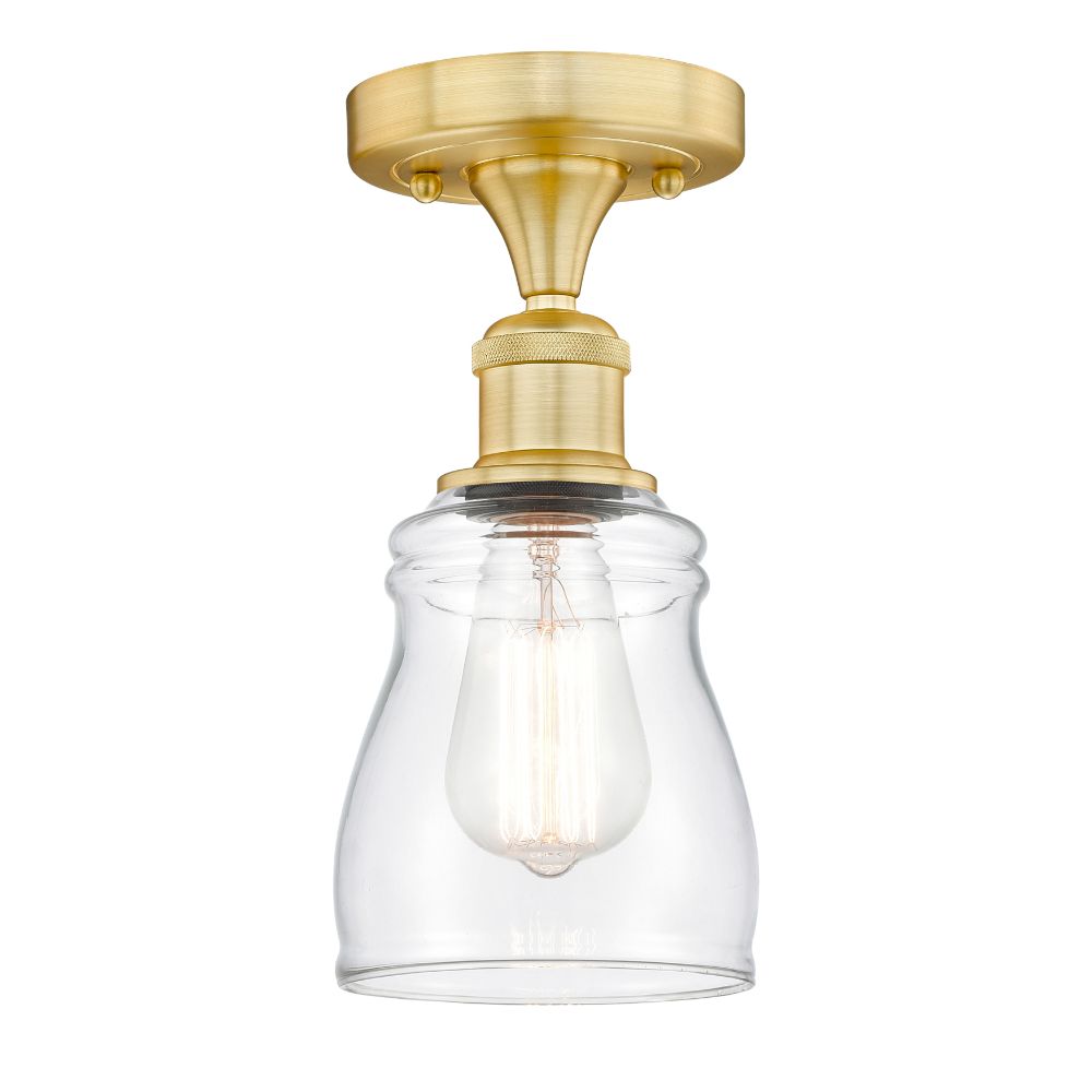 Innovations 616-1F-SG-G392 Ellery - 1 Light 5" Semi-Flush Mount - Satin Gold Finish - Clear Glass Shade