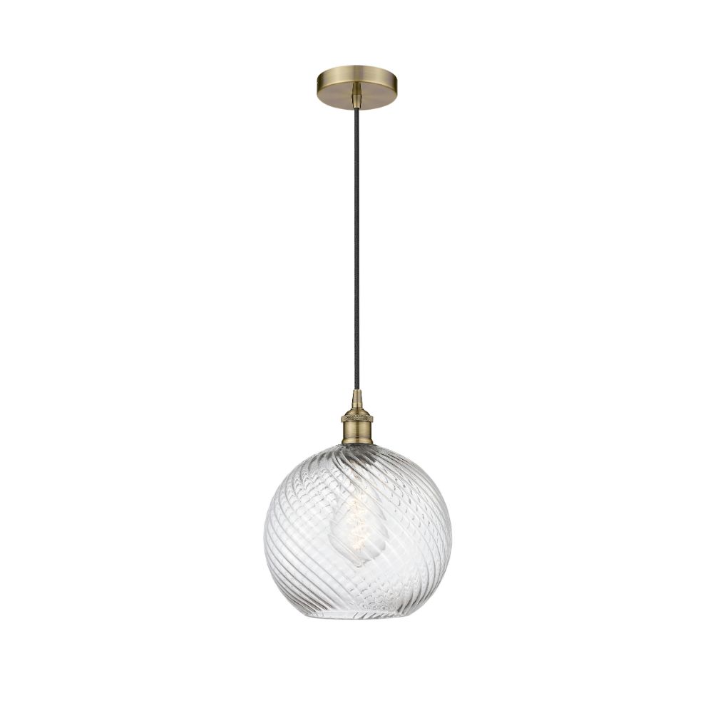 Innovations 616-1P-AB-G1214-12 Athens Twisted Swirl Mini Pendant in Antique Brass