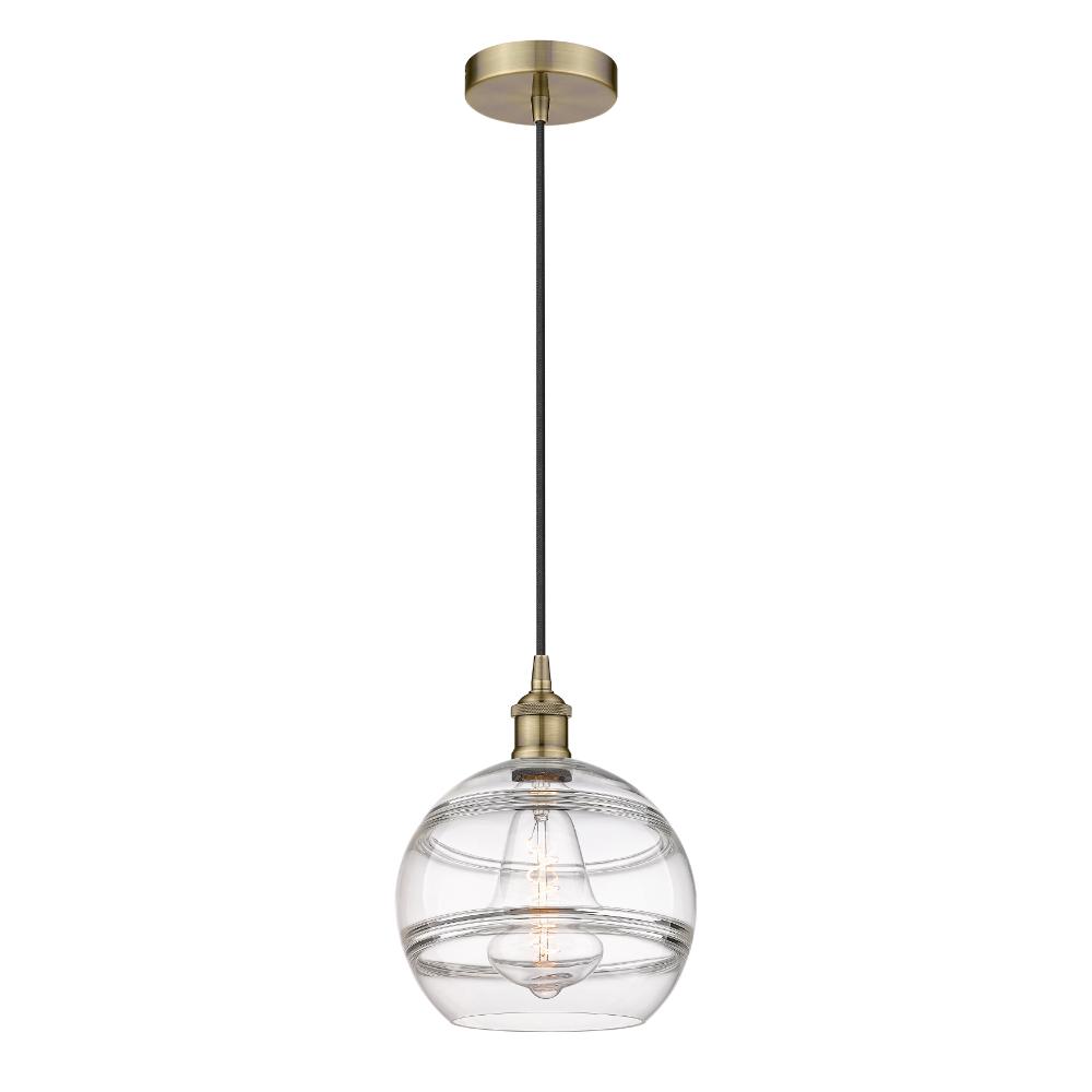 Innovations 616-1P-AB-G556-10CL Edison - Rochester - 1 Light 10" Cord Hung Mini Pendant - Antique Brass Finish - Clear Shade