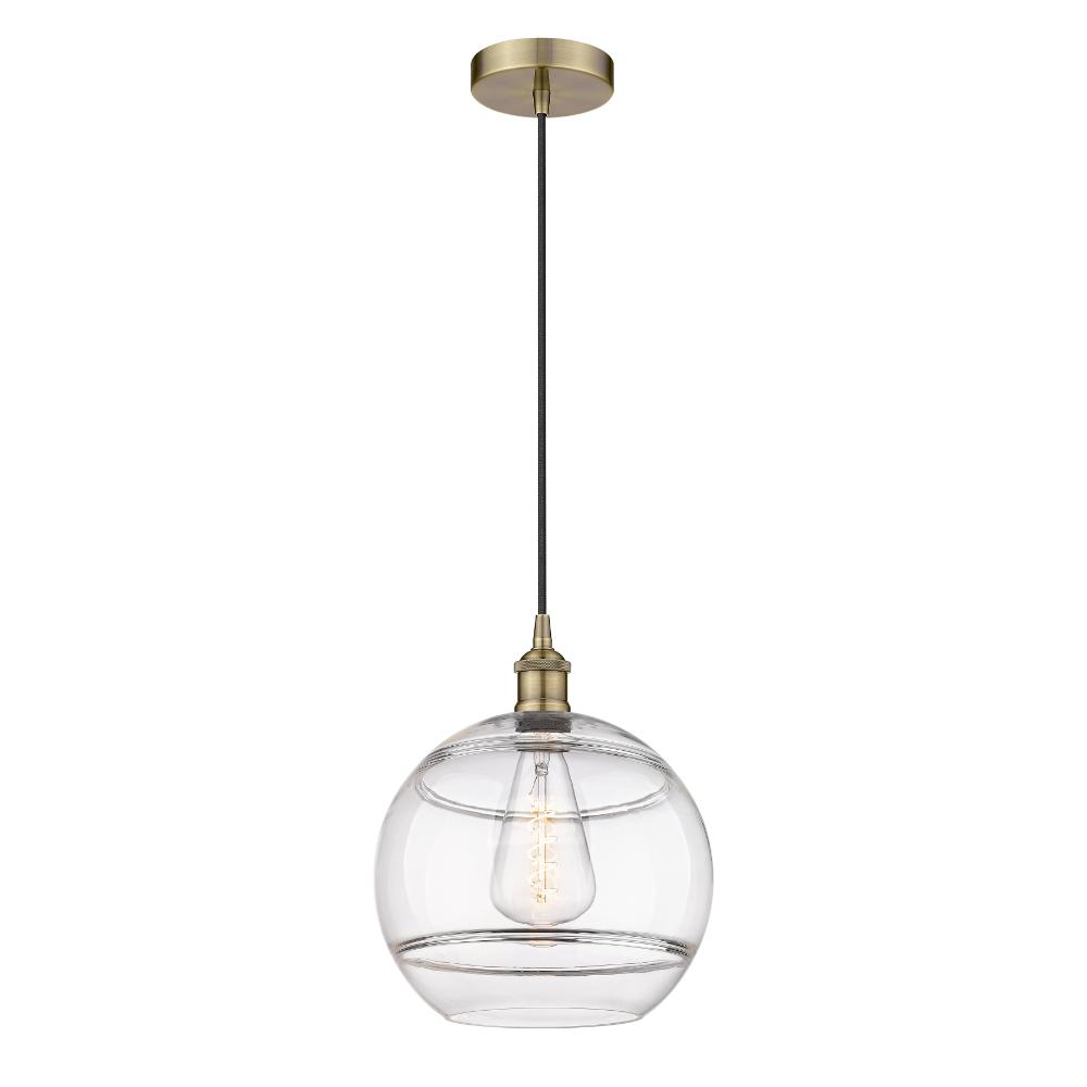 Innovations 616-1P-AB-G556-12CL Edison - Rochester - 1 Light 12" Cord Hung Mini Pendant - Antique Brass Finish - Clear Shade