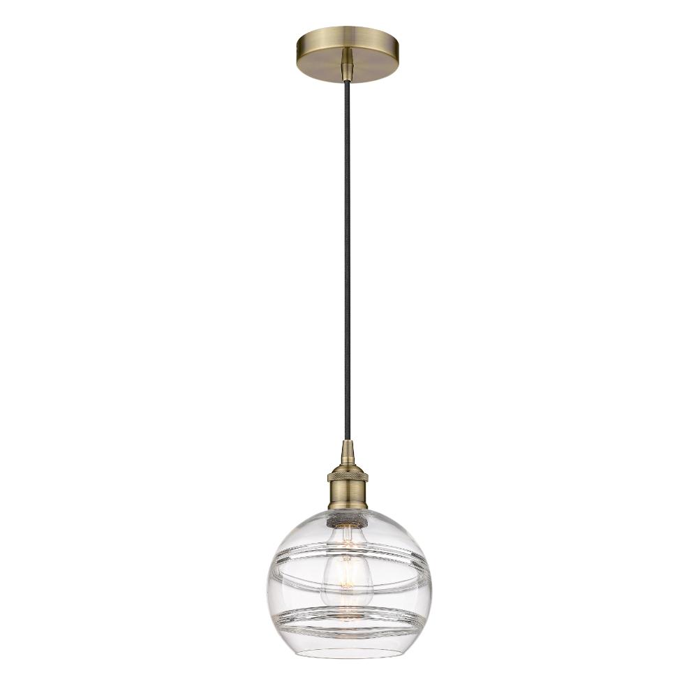 Innovations 616-1P-AB-G556-8CL Edison - Rochester - 1 Light 8" Cord Hung Mini Pendant - Antique Brass Finish - Clear Shade